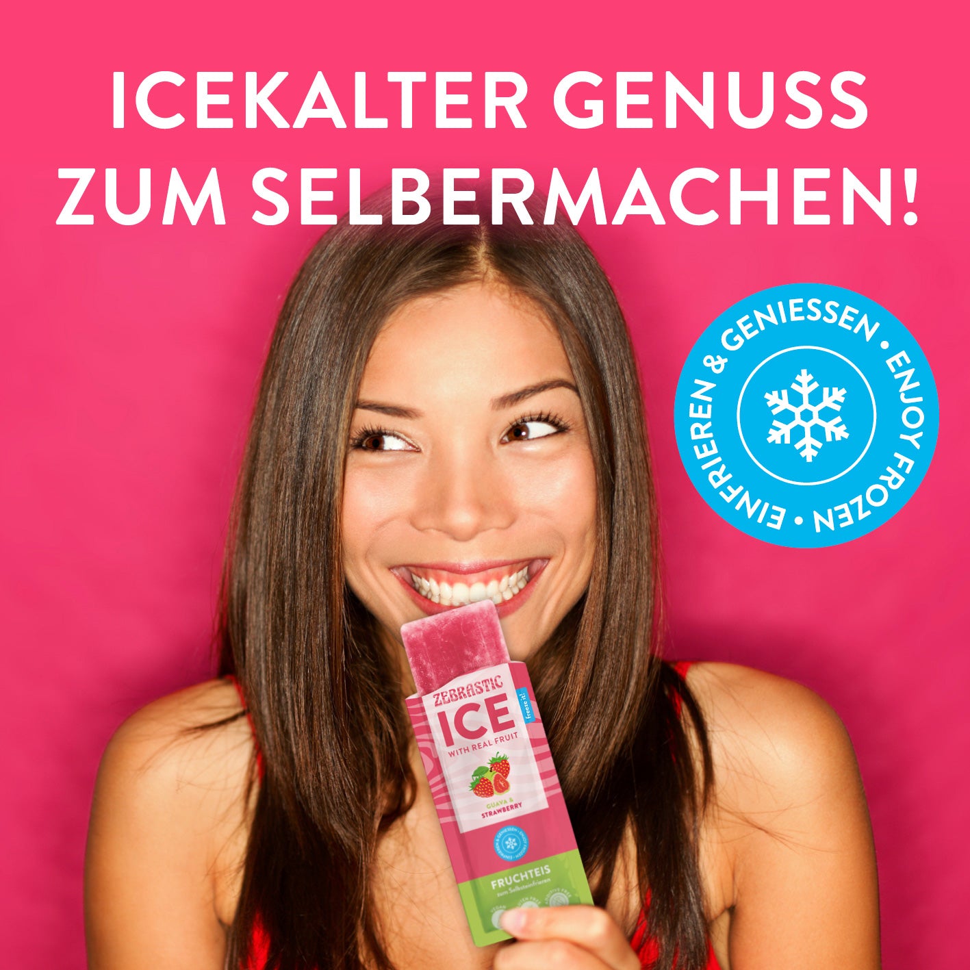 ZEBRASTIC Ice – Fruchteis zum Selbsteinfrieren - Guava & Strawberry - 4er-Set (20x 50g)