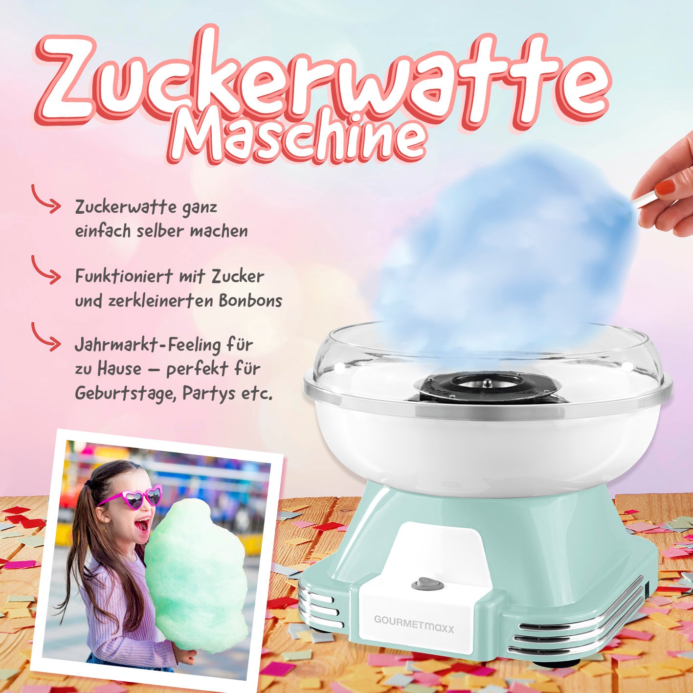 Zuckerwatte-Maschine - mint/weiß