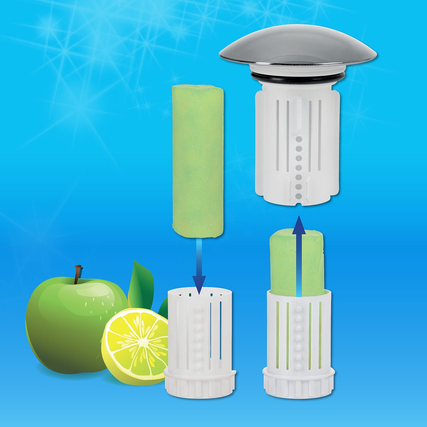Abfluss-Fee Waschbecken Verschlussstopfen & Duftstein Zitrone/Apfel