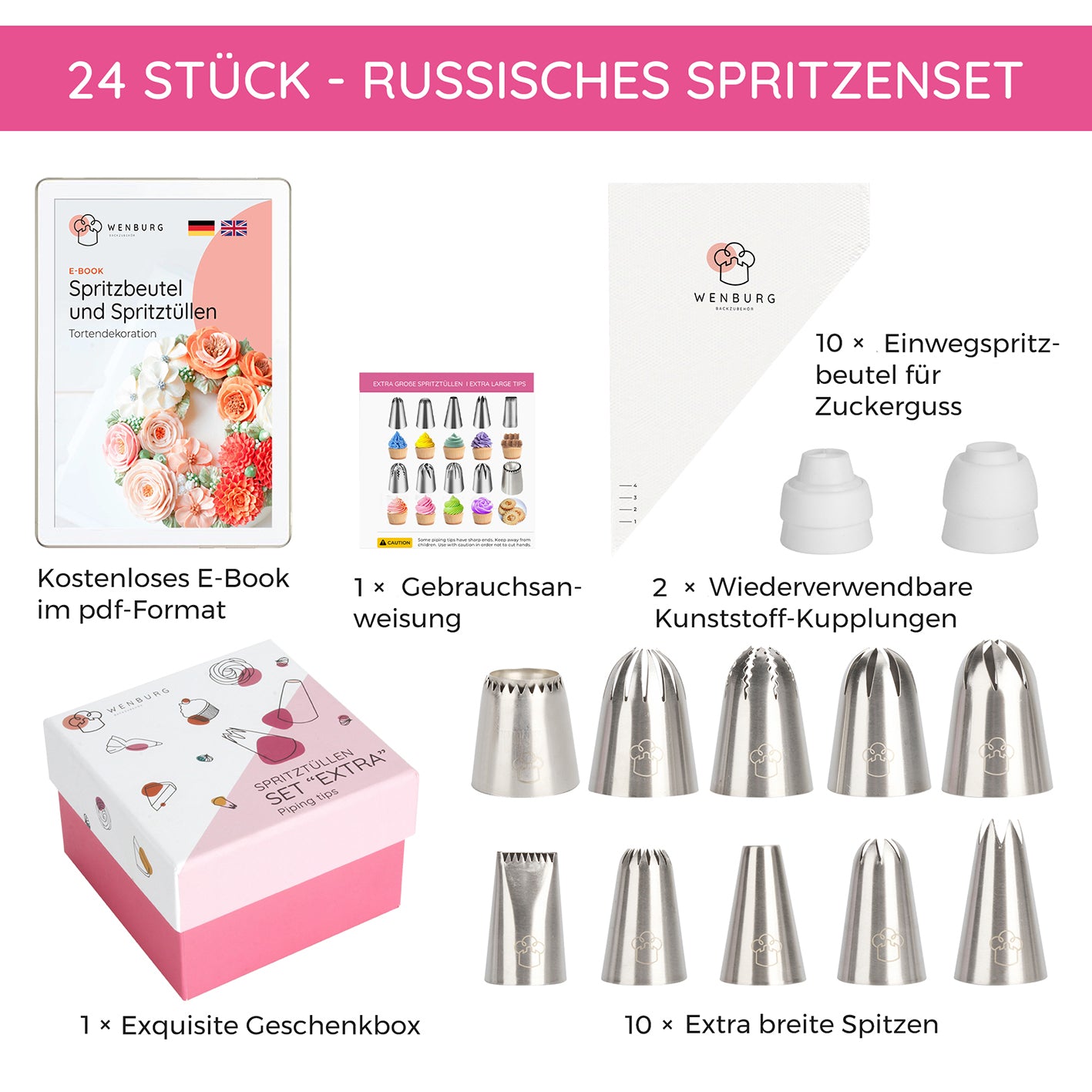 Spritzbeutel-Set mit Tüllen - 24-tlg.