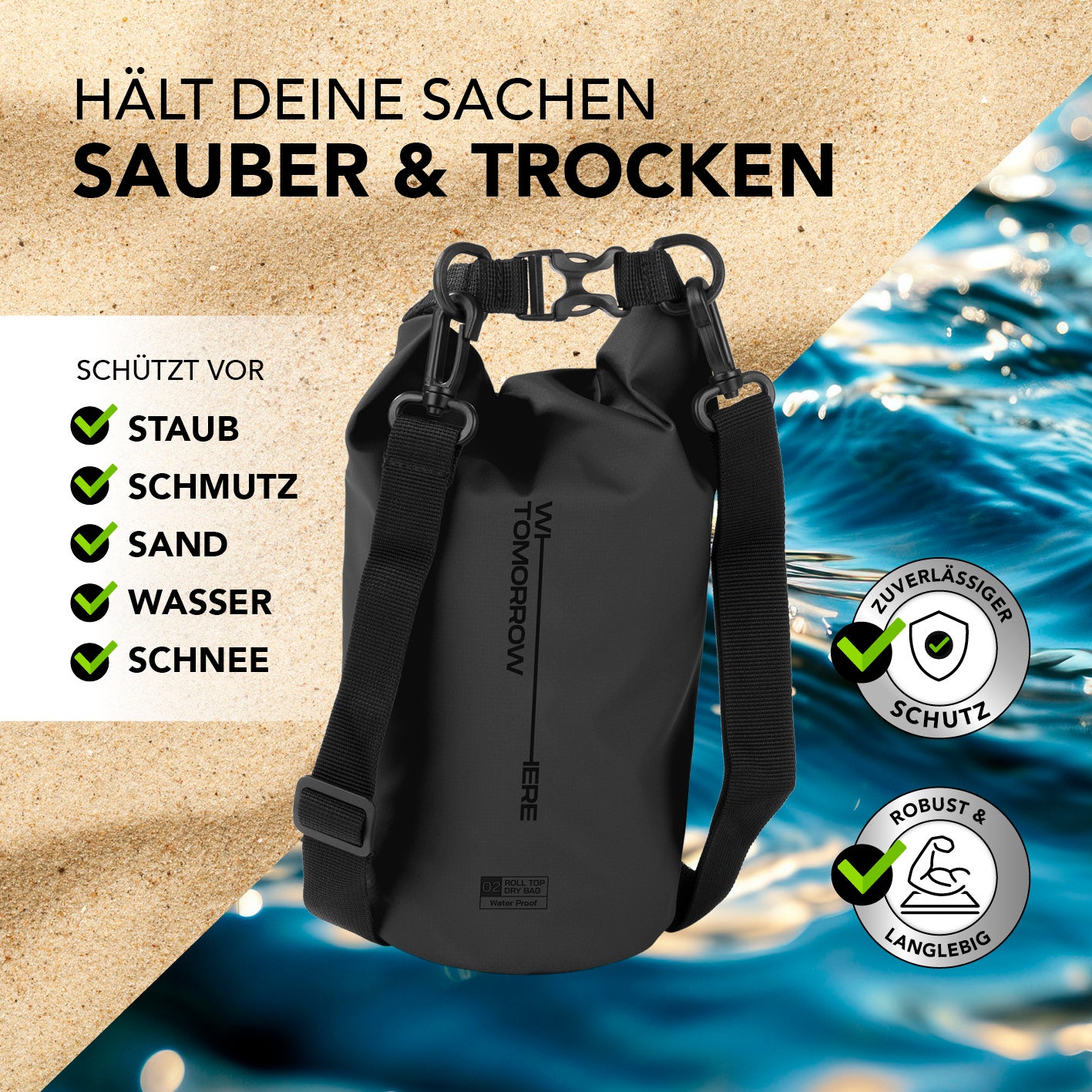 Dry Bag 2L - Style 02 - Schwarz