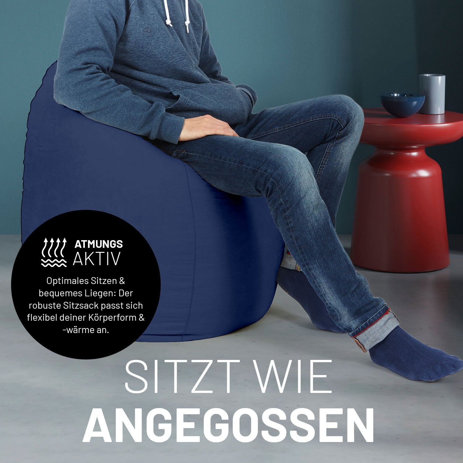 Luxury XL PLUS Sitzsack (220 L) - indoor - Dunkelblau