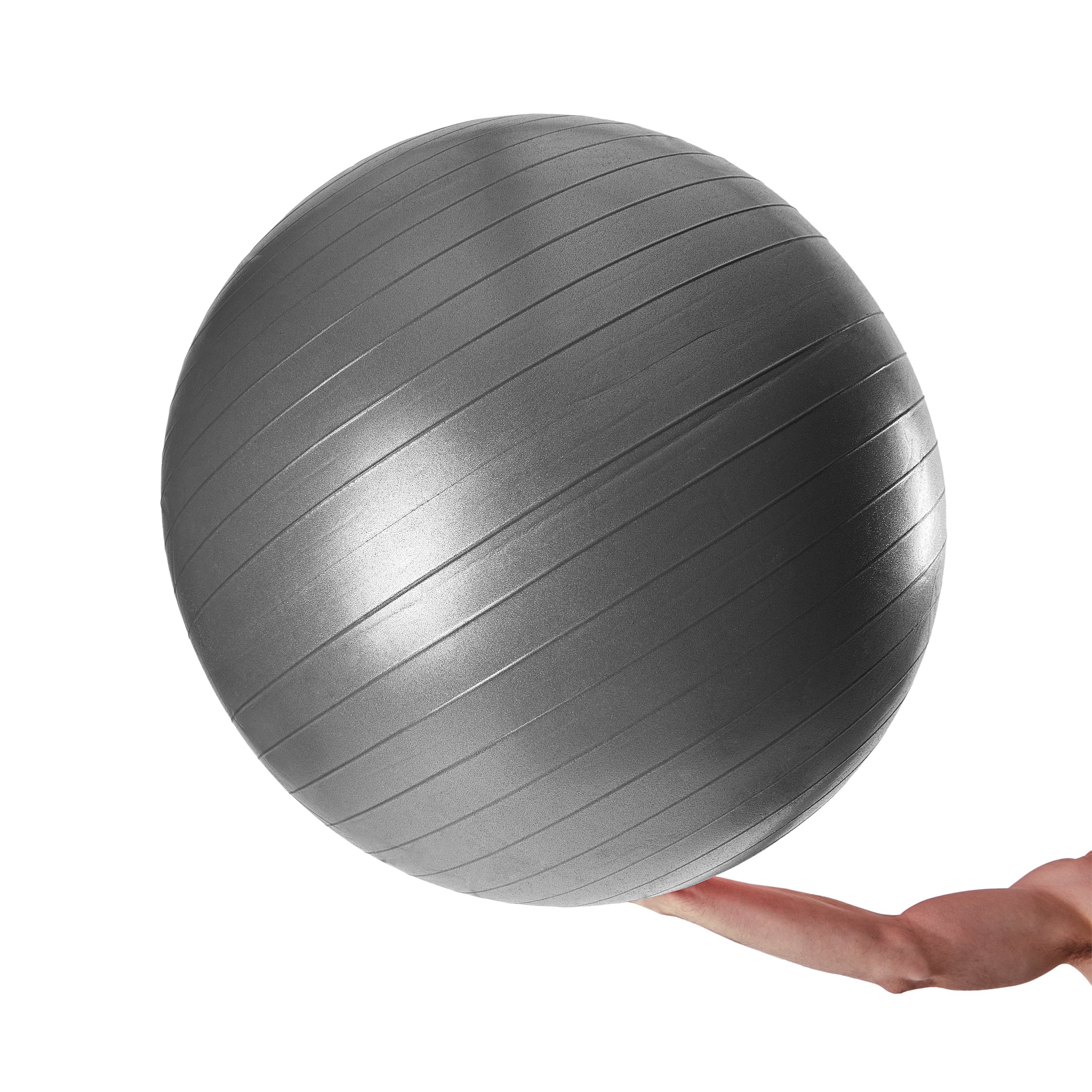 Gymnastikball inkl. Ballpumpe - Fitness Sitzball - Silber - 65 cm