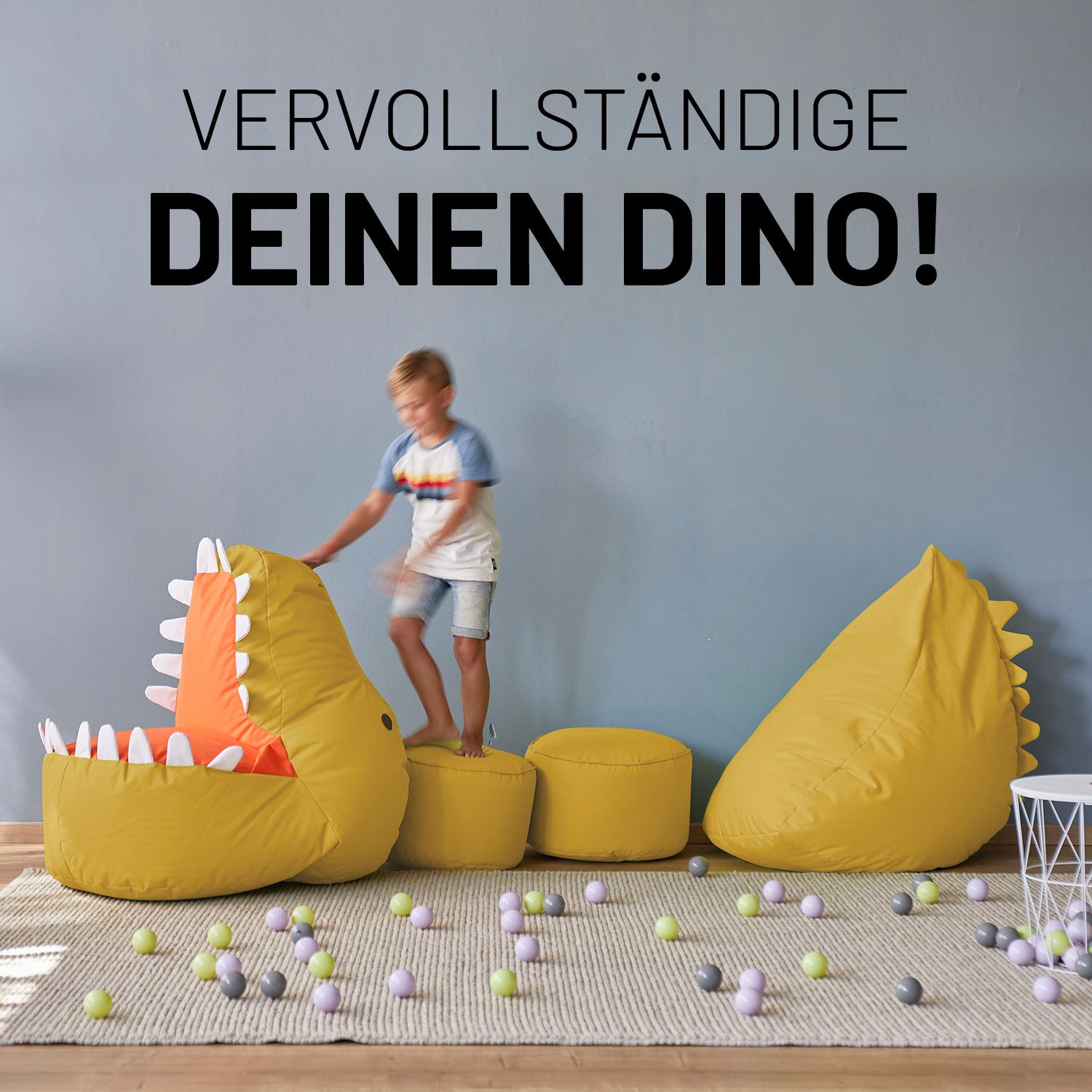 Kindersitzsack Animal Line Dino (270 L)  - indoor & outdoor - Senfgelb