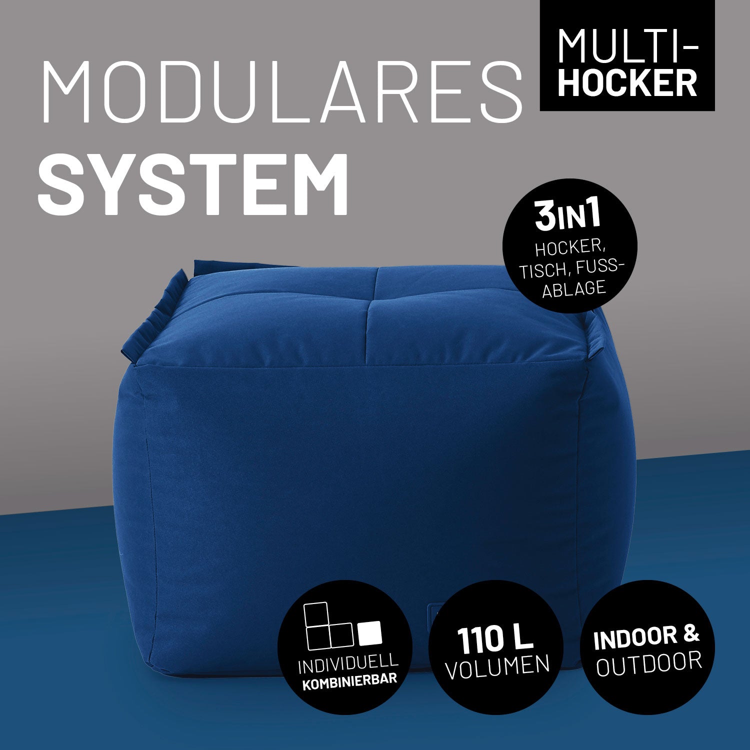 Sitzsack-Hocker (200 L) - Modulares System - indoor & outdoor - Navyblau