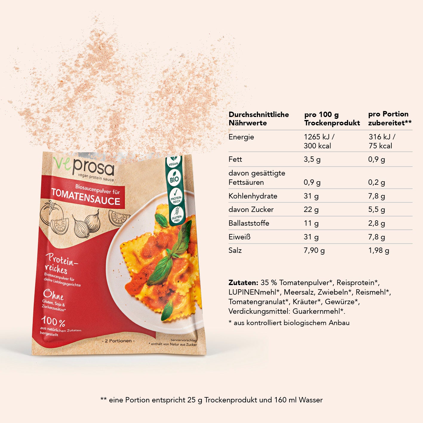 vegan protein sauce Biosaucenpulver für Tomatensauce - 4er-Set (4x 50 g)