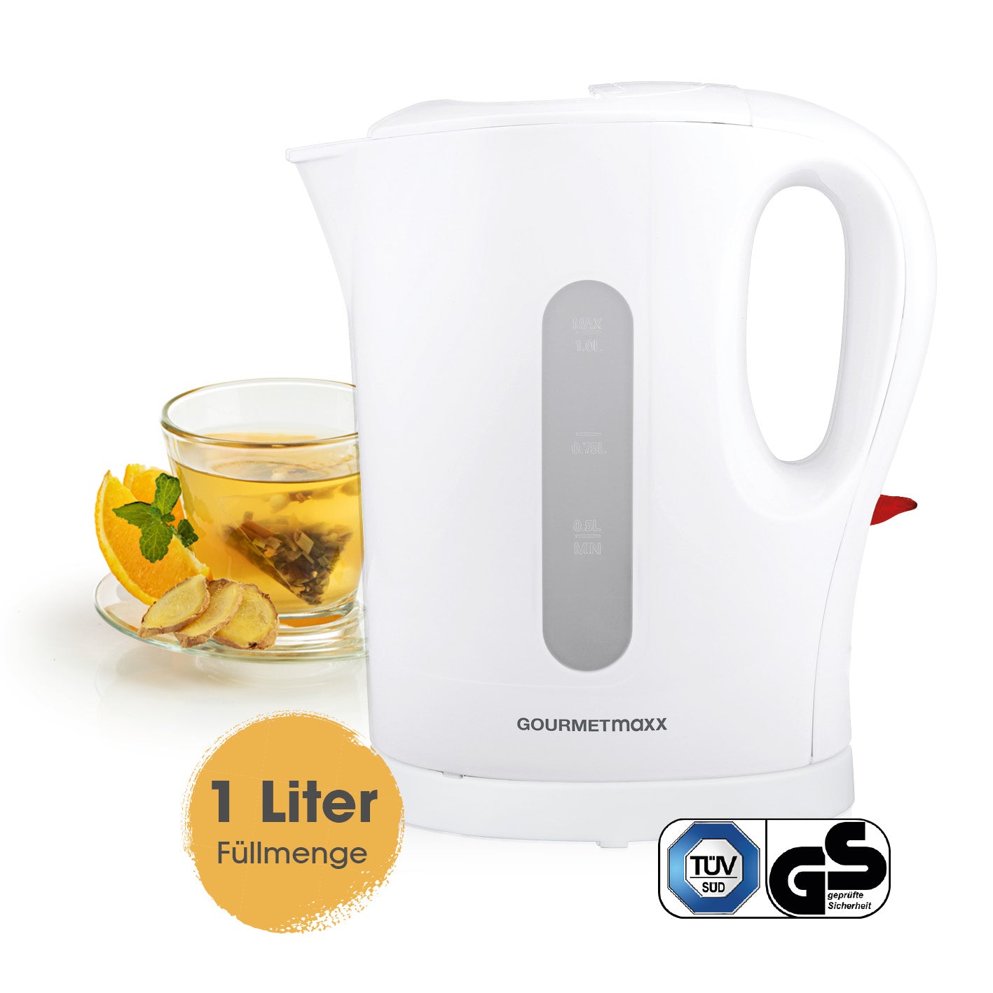 GOURMETmaxx GOURMETmaxx Wasserkocher 1l - weiß/grau