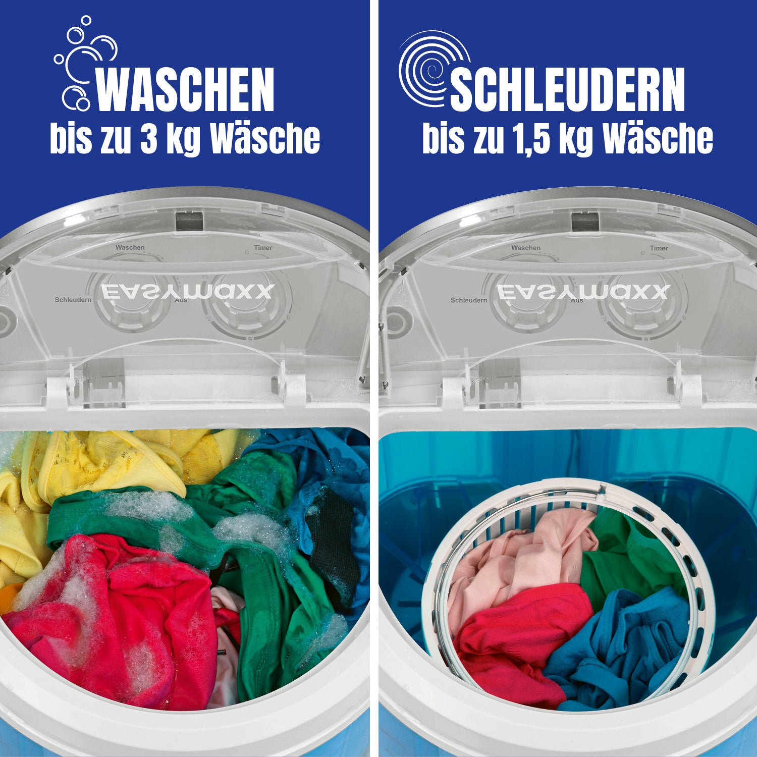 Mini-Waschmaschine - 260 Watt - weiß/blau