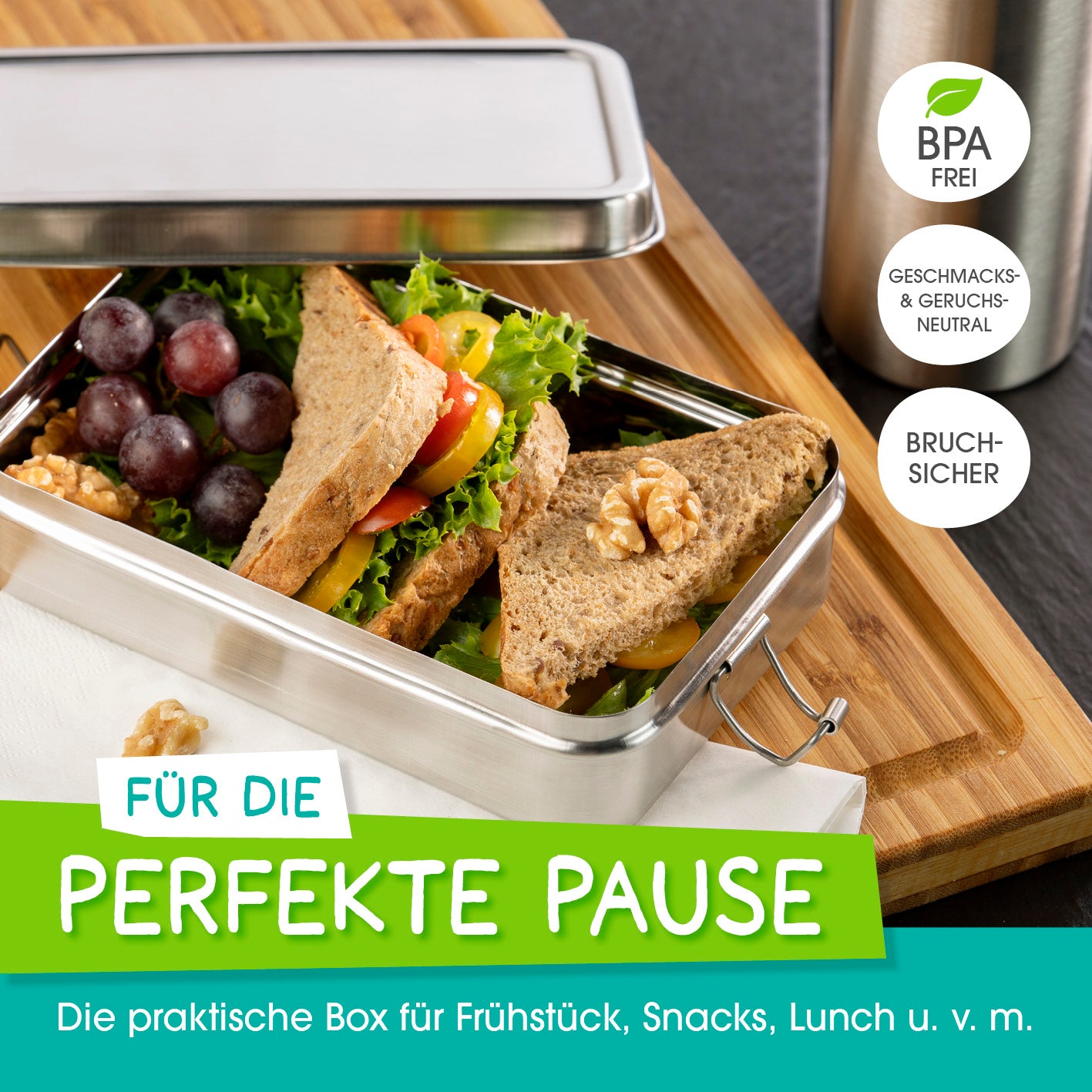 Lunchbox Klick-it 2-tlg. - 18 x 11 x 5cm - Edelstahl