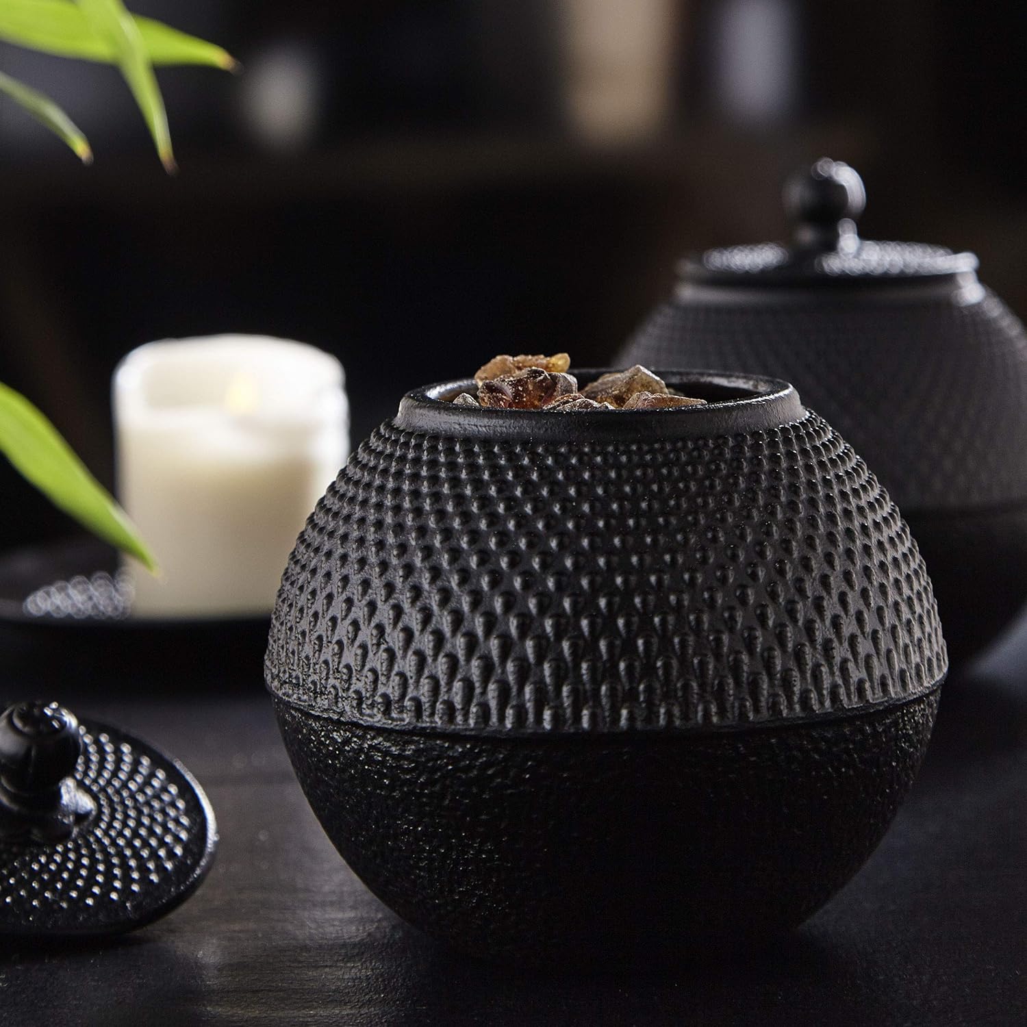 Teedose aus Gusseisen - Aufbewahrungsbox für Tee - 750 ml - Schwarz