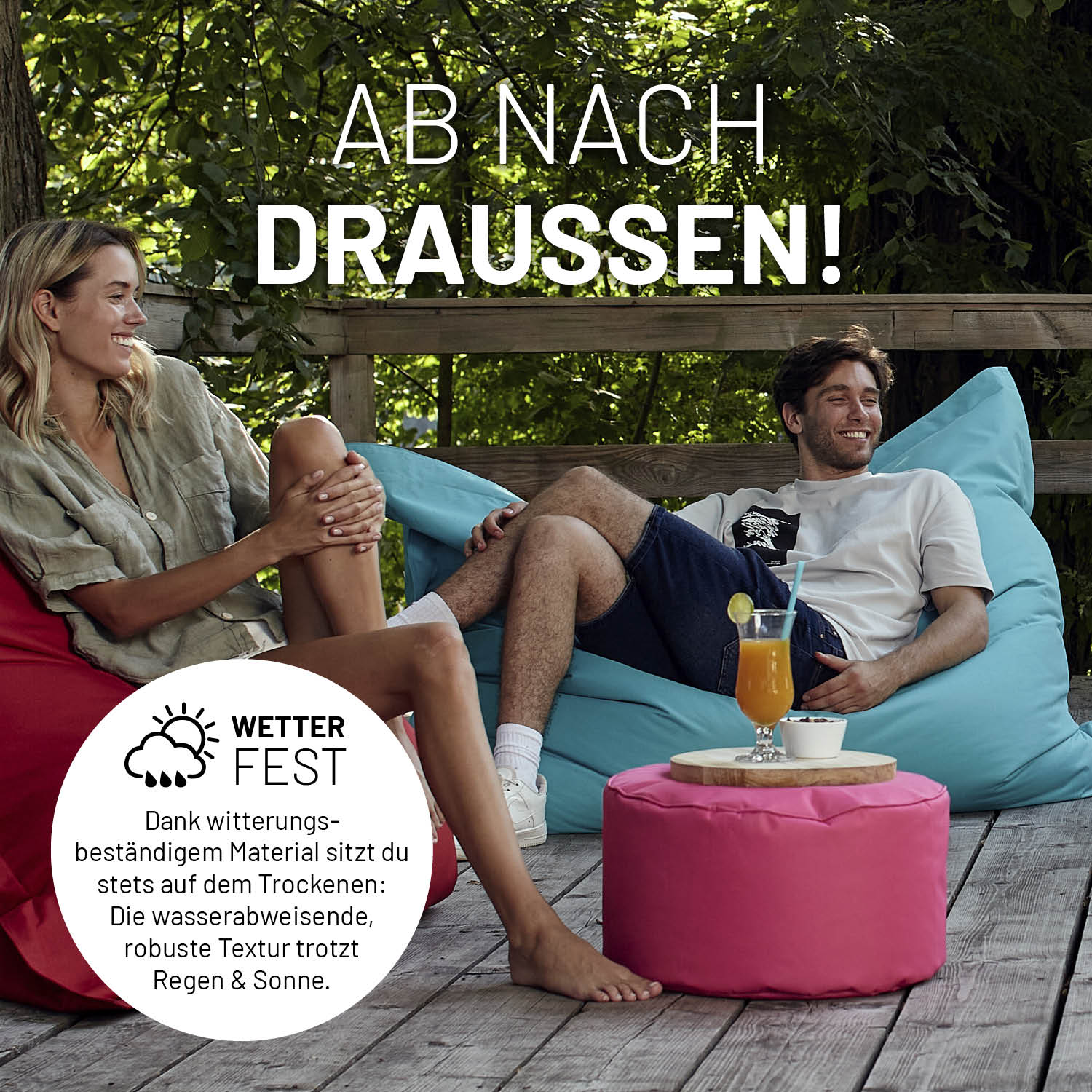 Sitzsack-Hocker/Pouf (50 L) - indoor & outdoor - Rotwein