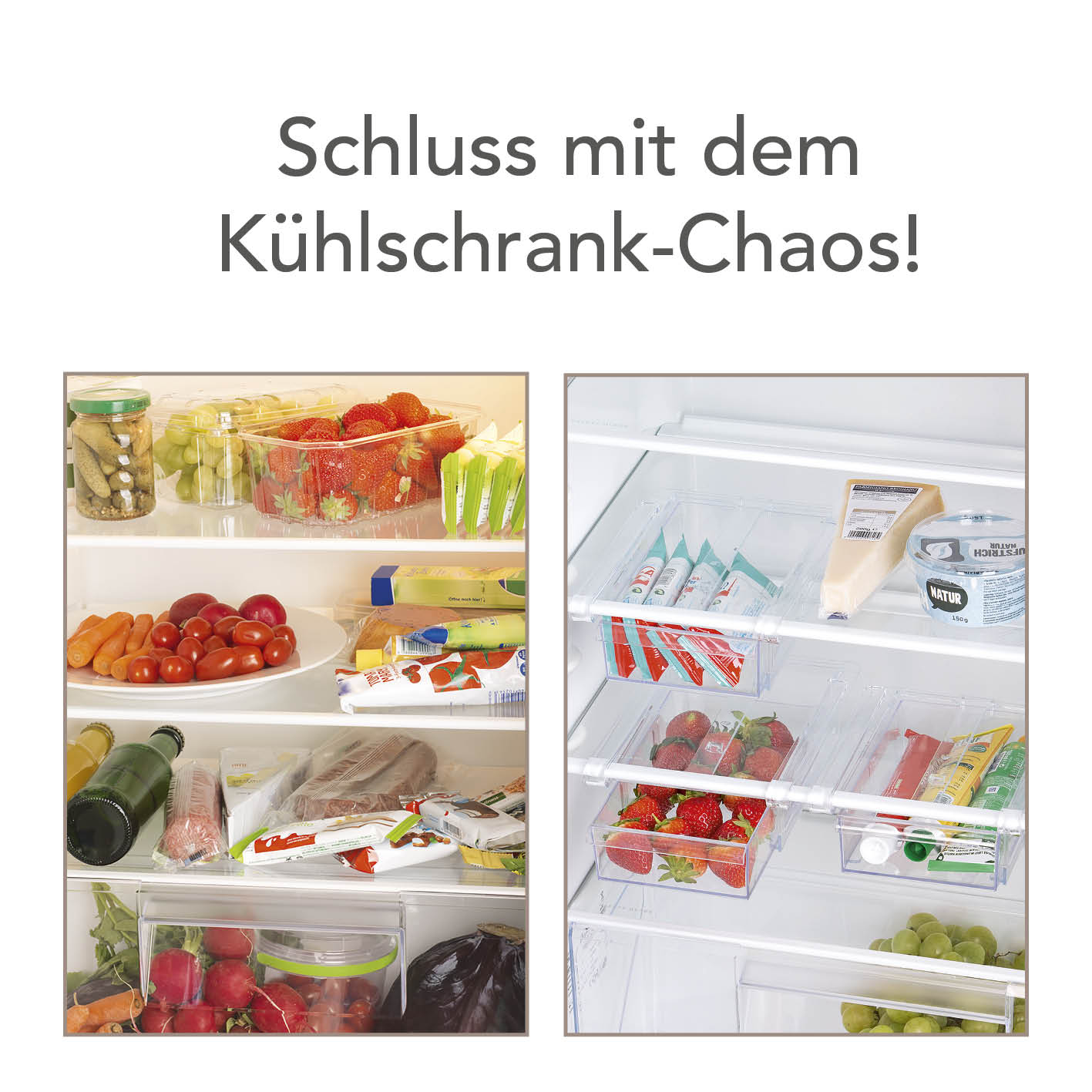 Klemm-Schublade für Kühlschrank 3er-Set - transparent