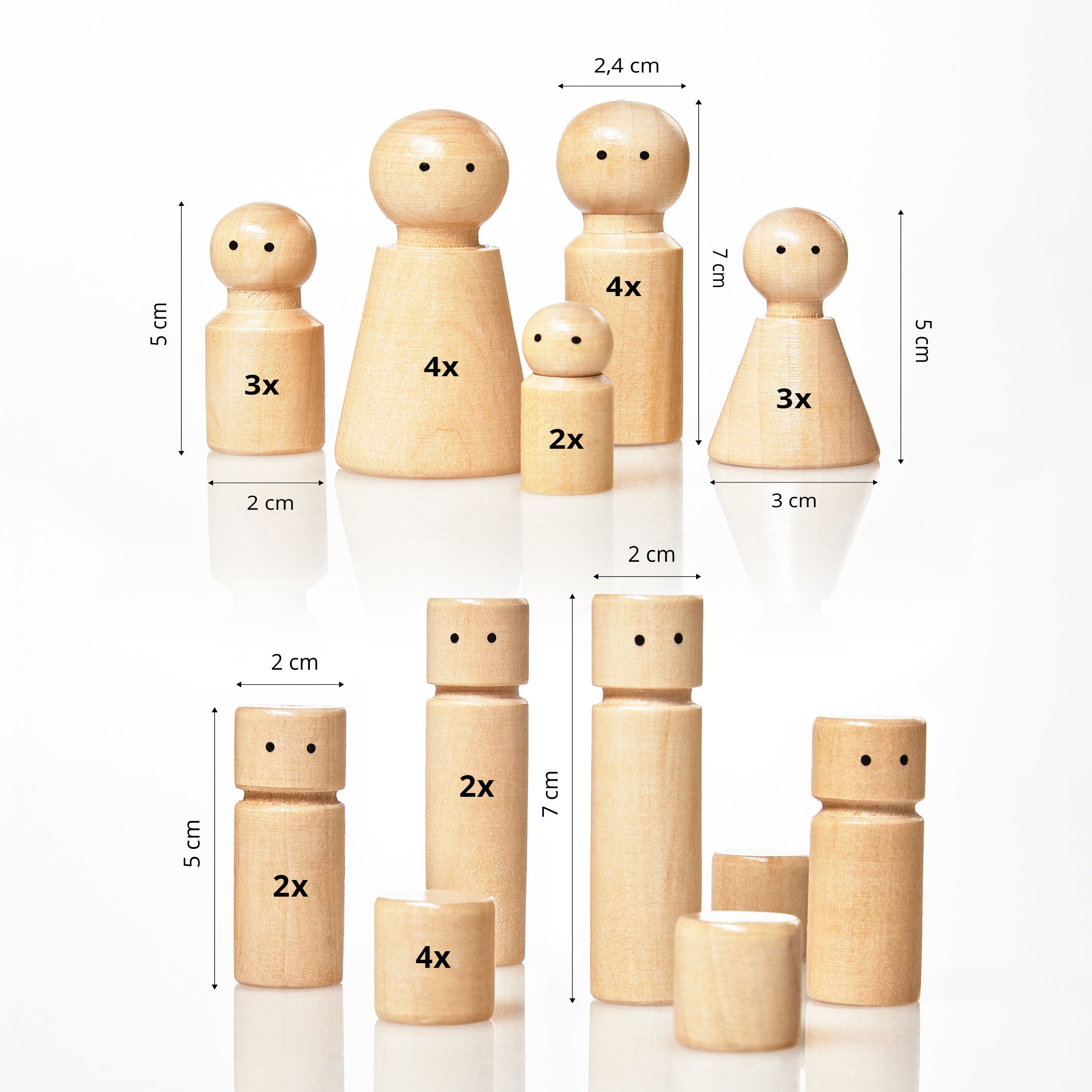 Familienaufstellung Familienbrett Systembrett Set aus Holz - 32 Teile