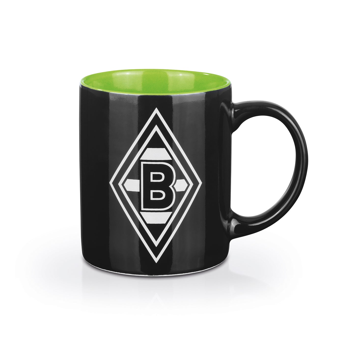 Kaffeebecher - 350 ml - schwarz/weiß/grün mit Logo