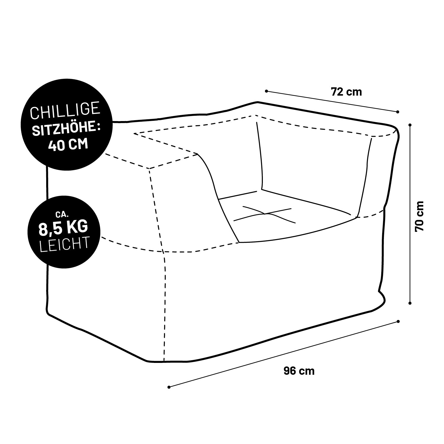 Modularer Sessel aus der Cord-Reihe - Grau