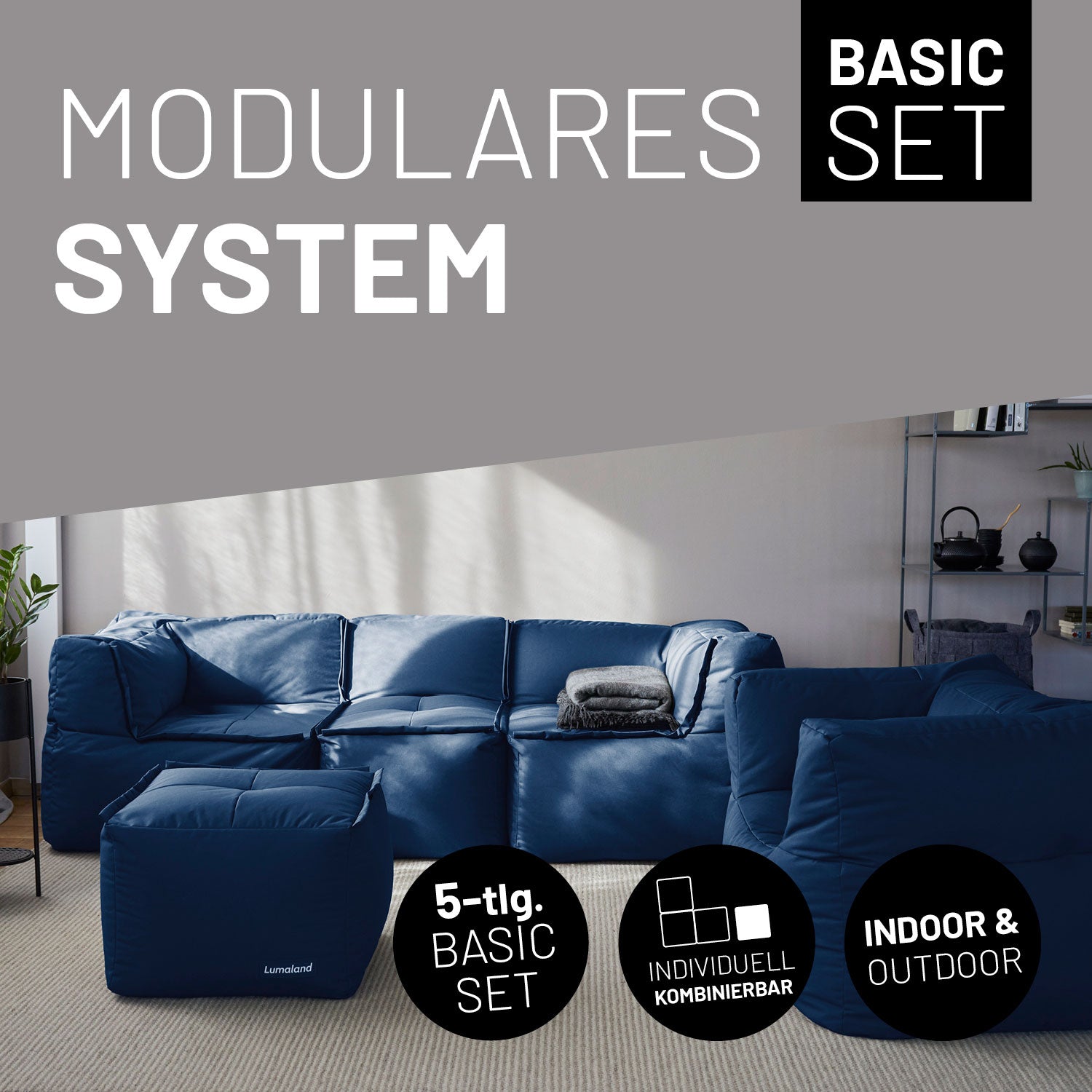 Basic Set (5-tlg.) - Modulares System - In- & outdoor - Navyblau