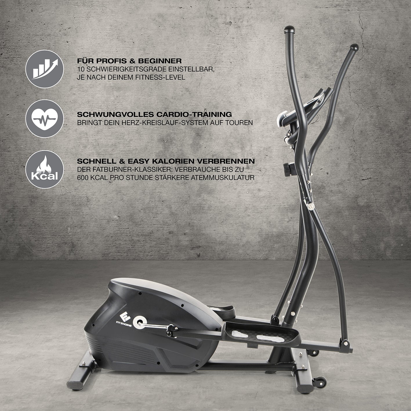 Crosstrainer - belastbar bis 150 kg - 10 Schwierigkeitsstufen