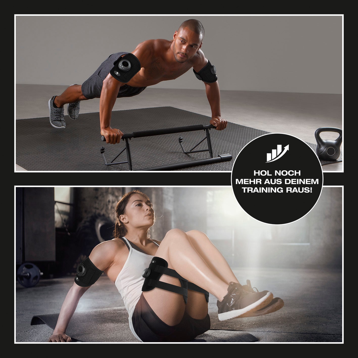 EMS Arm- und Bein-Manschetten - Trainieren mit Elektrischer Muskelstimulation - schwarz