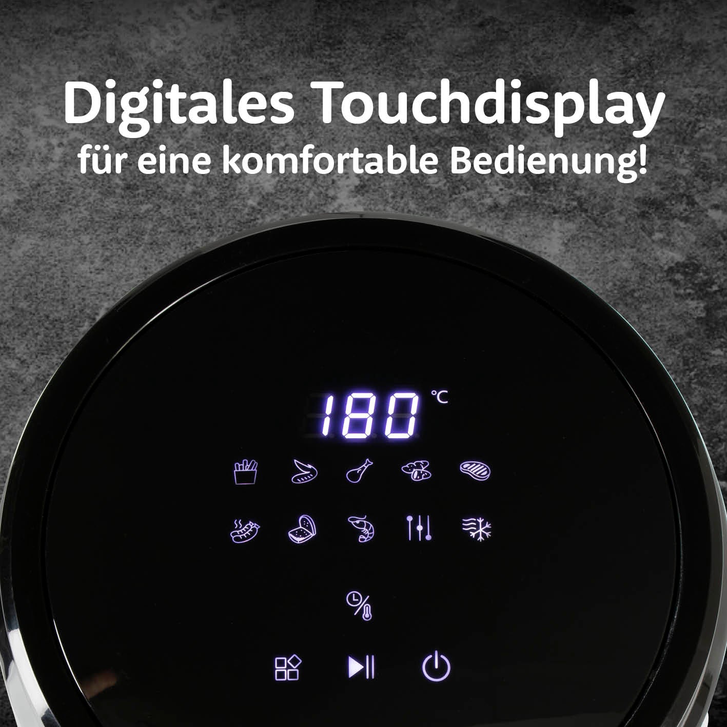 Heißluft-Fritteuse Digital mit Glas-Garkorb - 3,3 l - schwarz