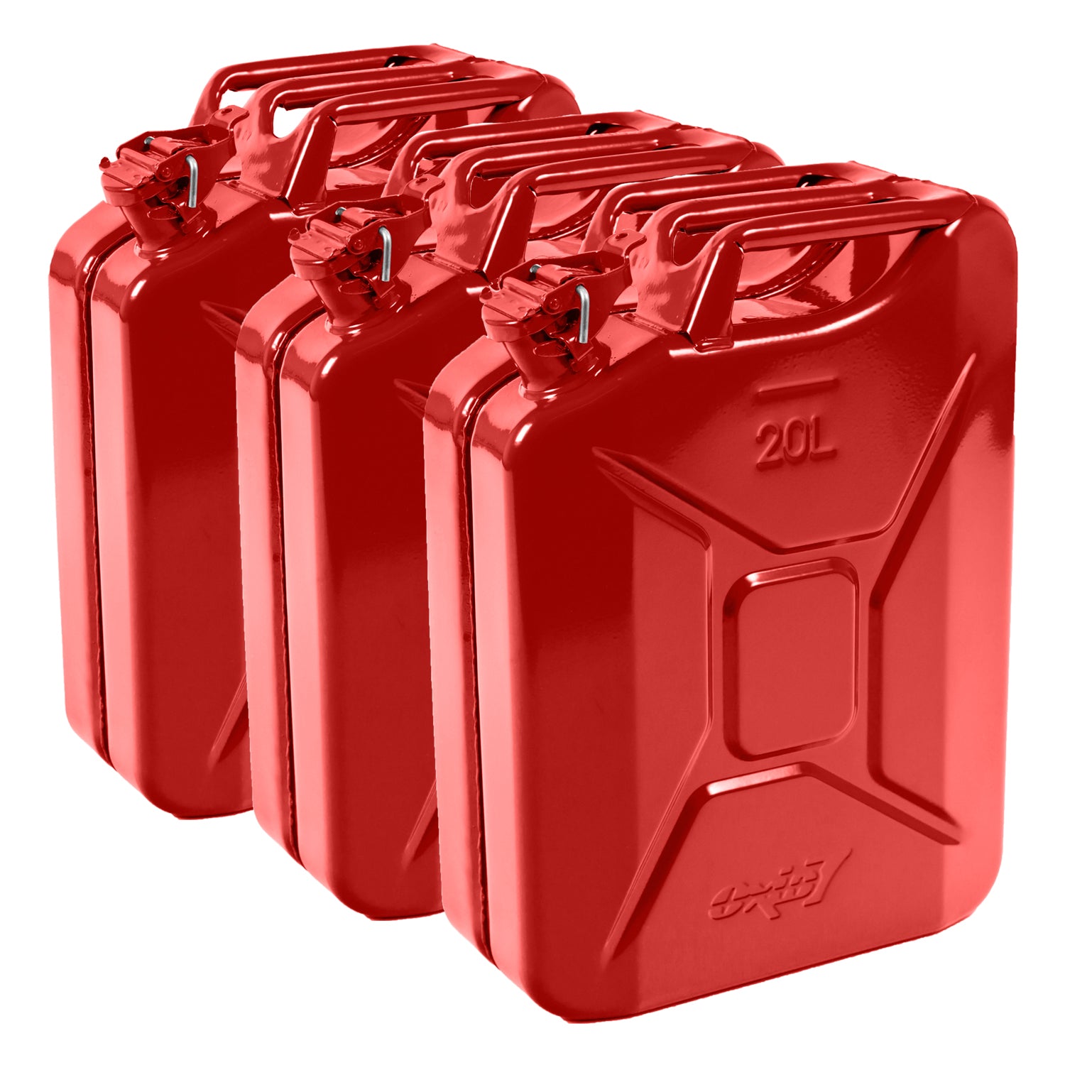 3x Metall Benzinkanister 20l - Rot