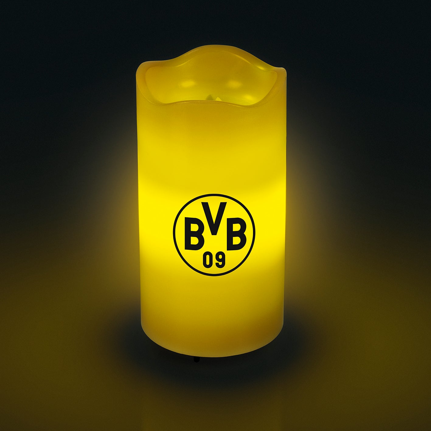 LED-Echtwachskerze - Mit rotierender BVB-Logo-Projektion