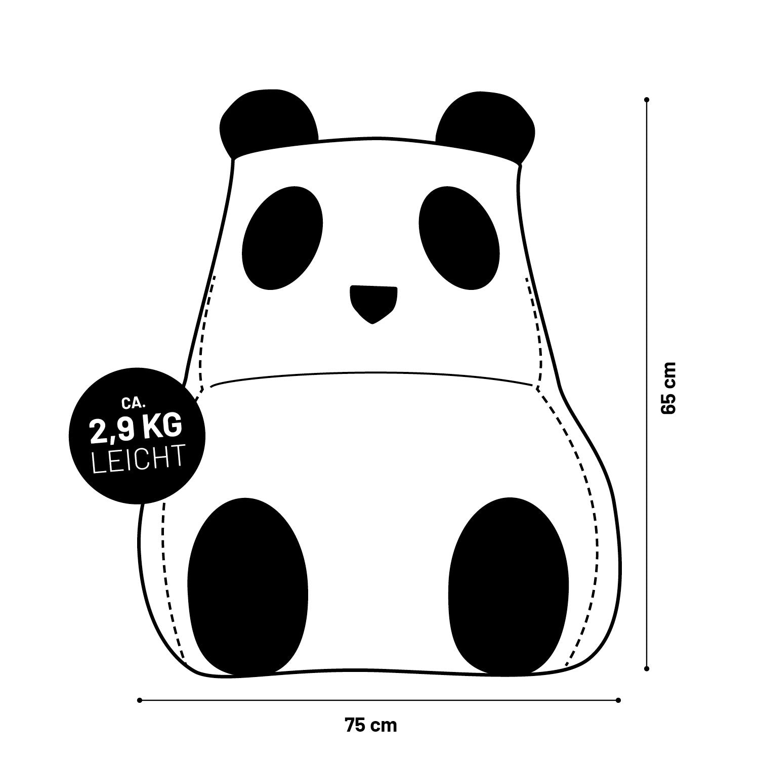 Kindersitzsack Animal Line Panda (180 L) - indoor & outdoor - Schwarz/Weiß