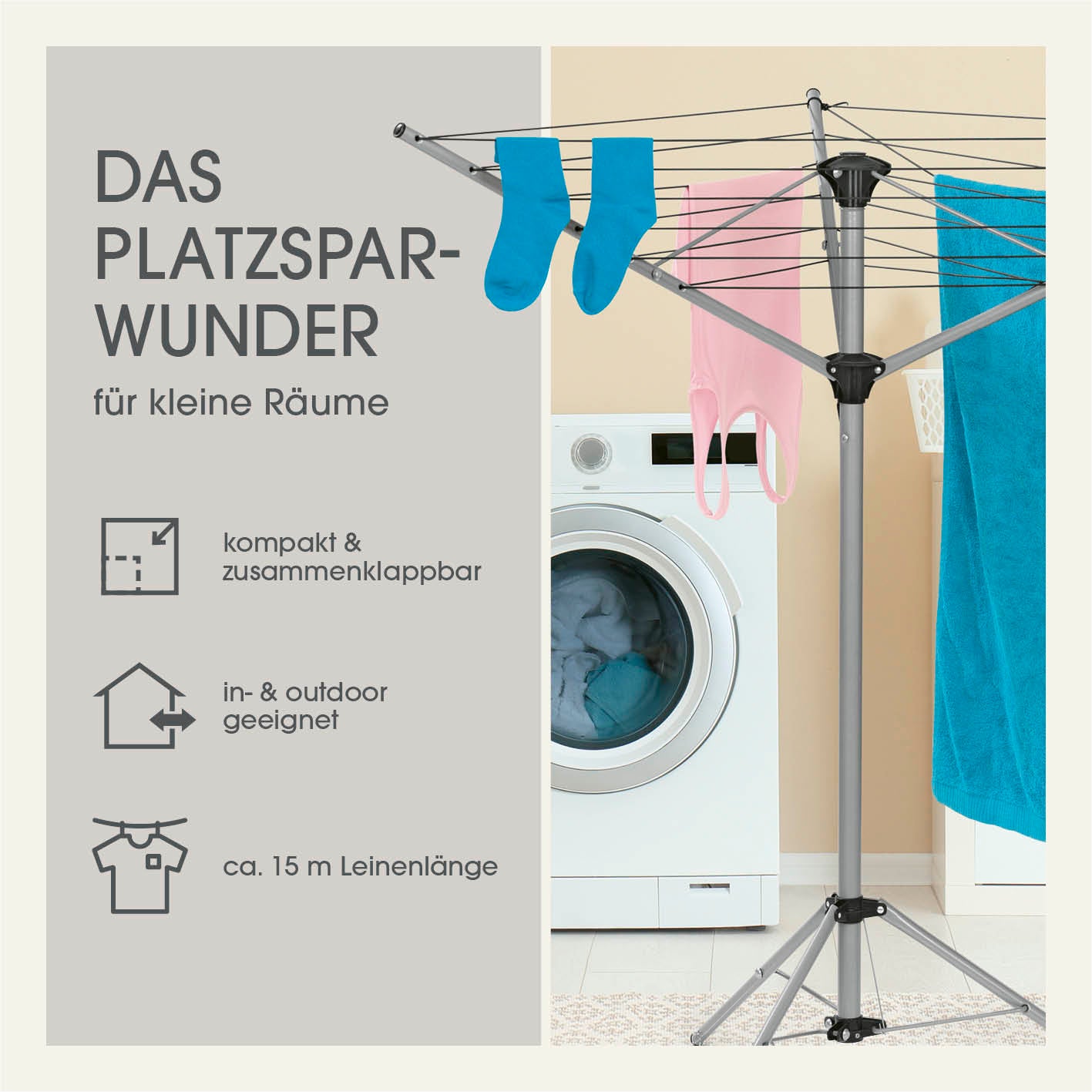 Wäscheständer Platzwunder - silber/schwarz