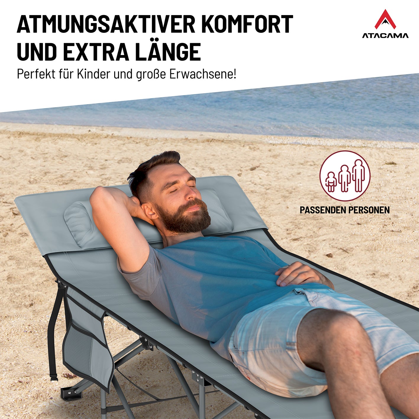 Campingbett mit Matratze - 190 x 68 cm