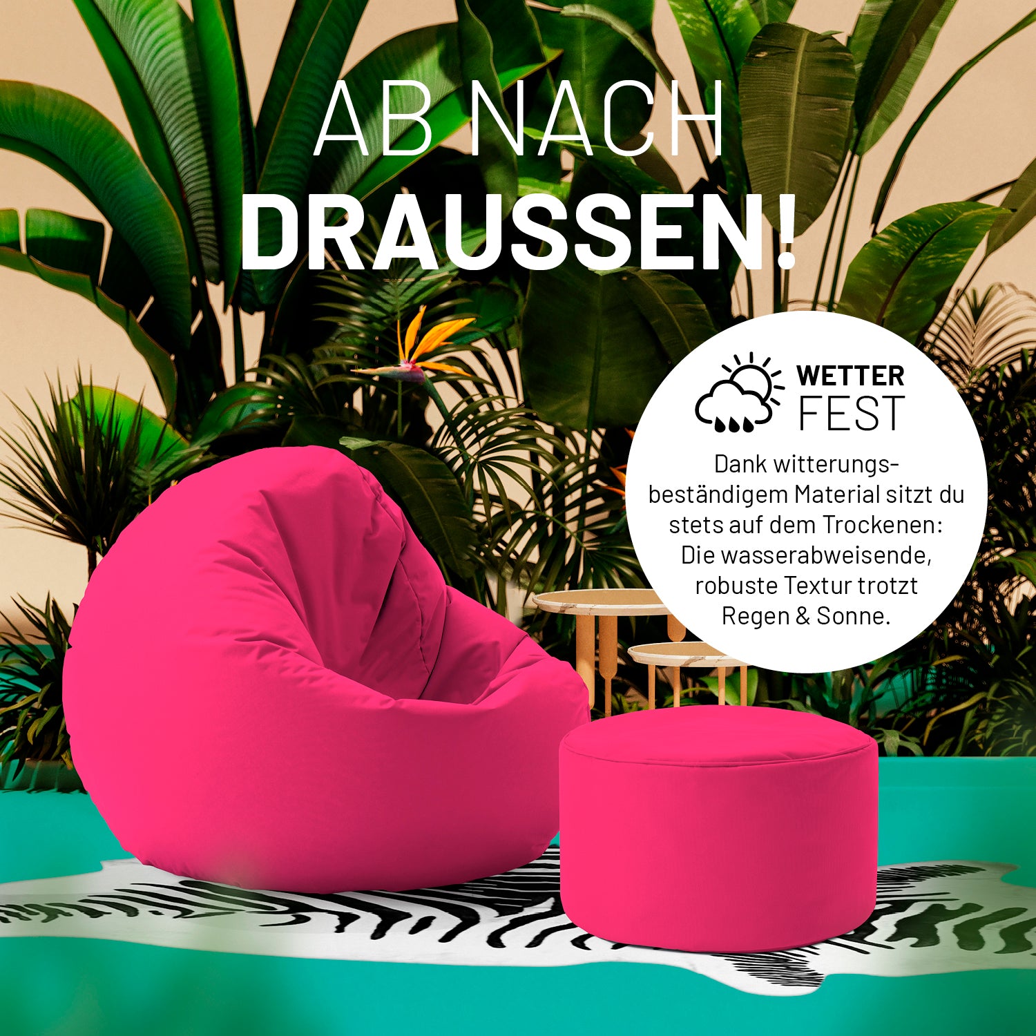 Sitzsack-Hocker/Pouf (50 L) - indoor & outdoor - Pink