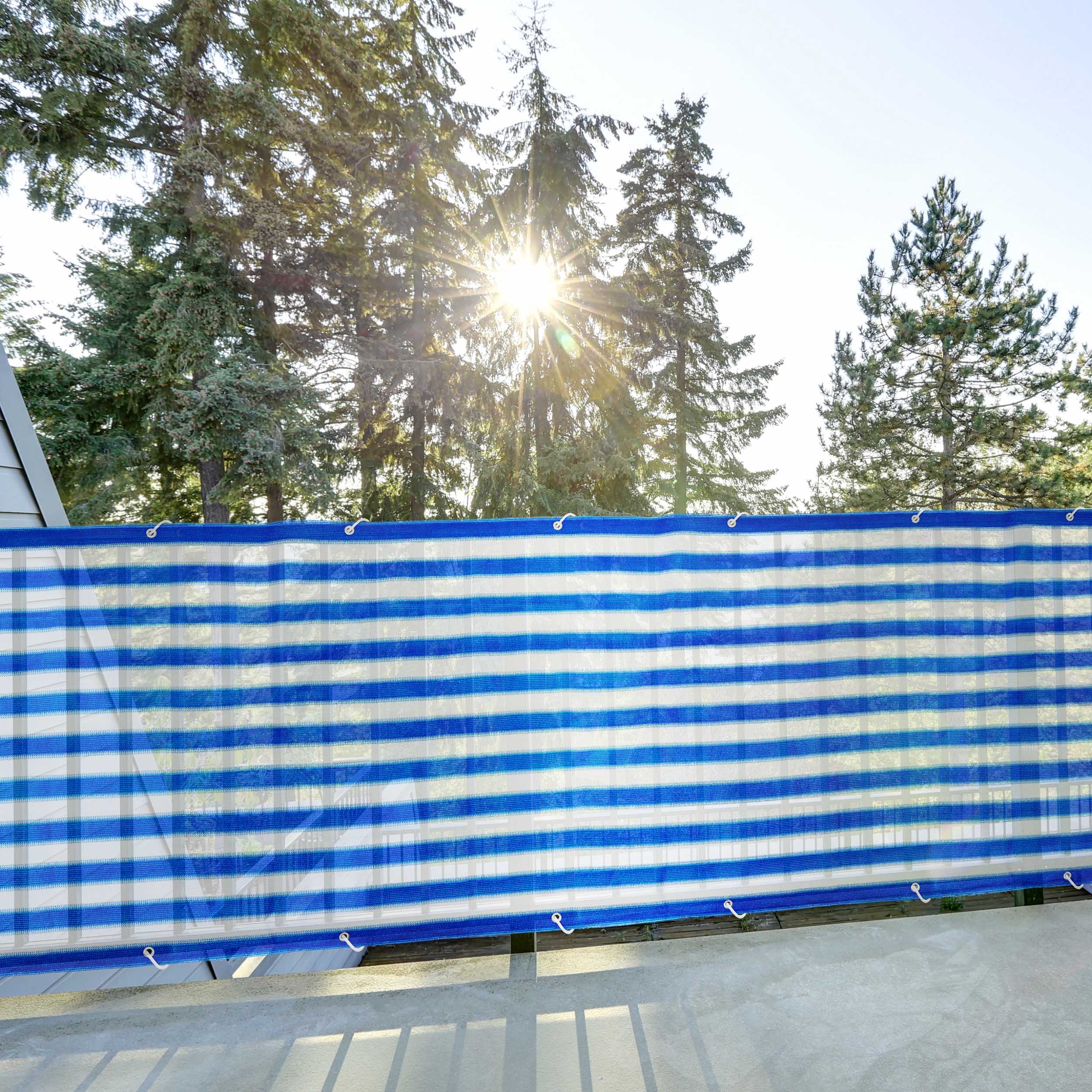 Balkonsichtschutz inkl. Befestigungsseil - 0,9 x 5 m - Blau/Weiß