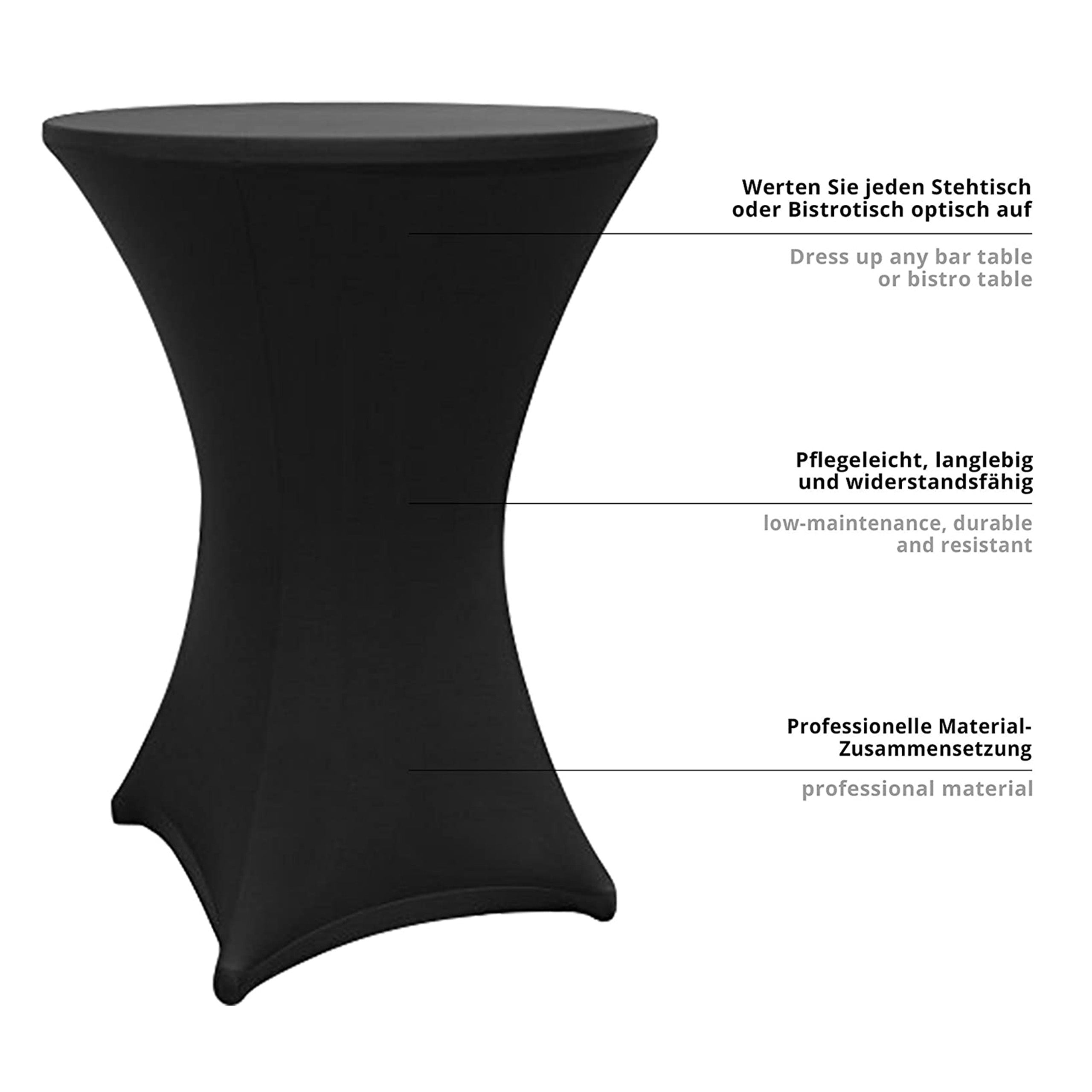 Stehtischhusse - Tisch Bezug - Husse -  Ø 70-75 cm - Schwarz
