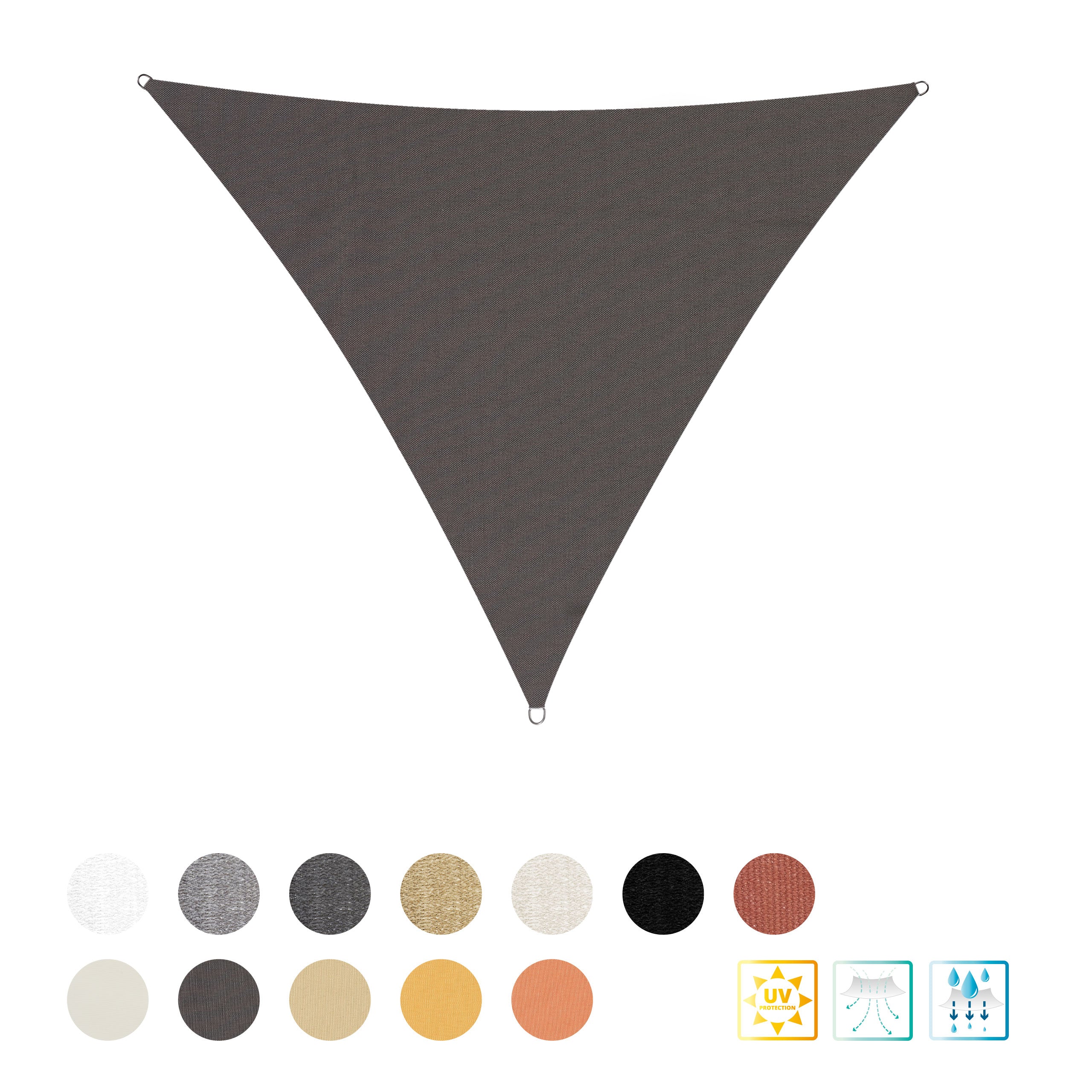 Sonnensegel Polyester - Dreieck 3 x 3 x 3 Meter - Dunkelgrau