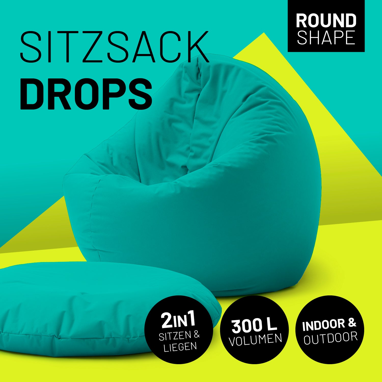 Sitzsack Drops (300 L) - indoor & outdoor - Türkis